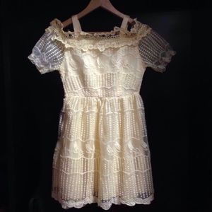 BN Girls Yellow Floral Lace party princess Dress